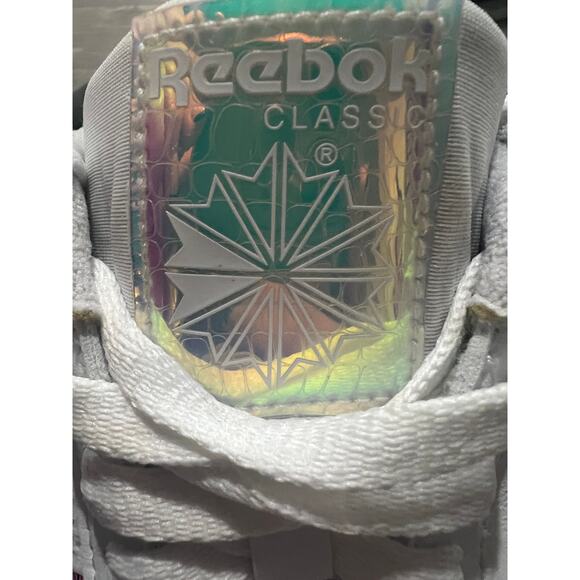 Reebok Classic Shoe White w/ Iridescent Accent Women Sneakers Size 8.5 - Picture 5 of 6